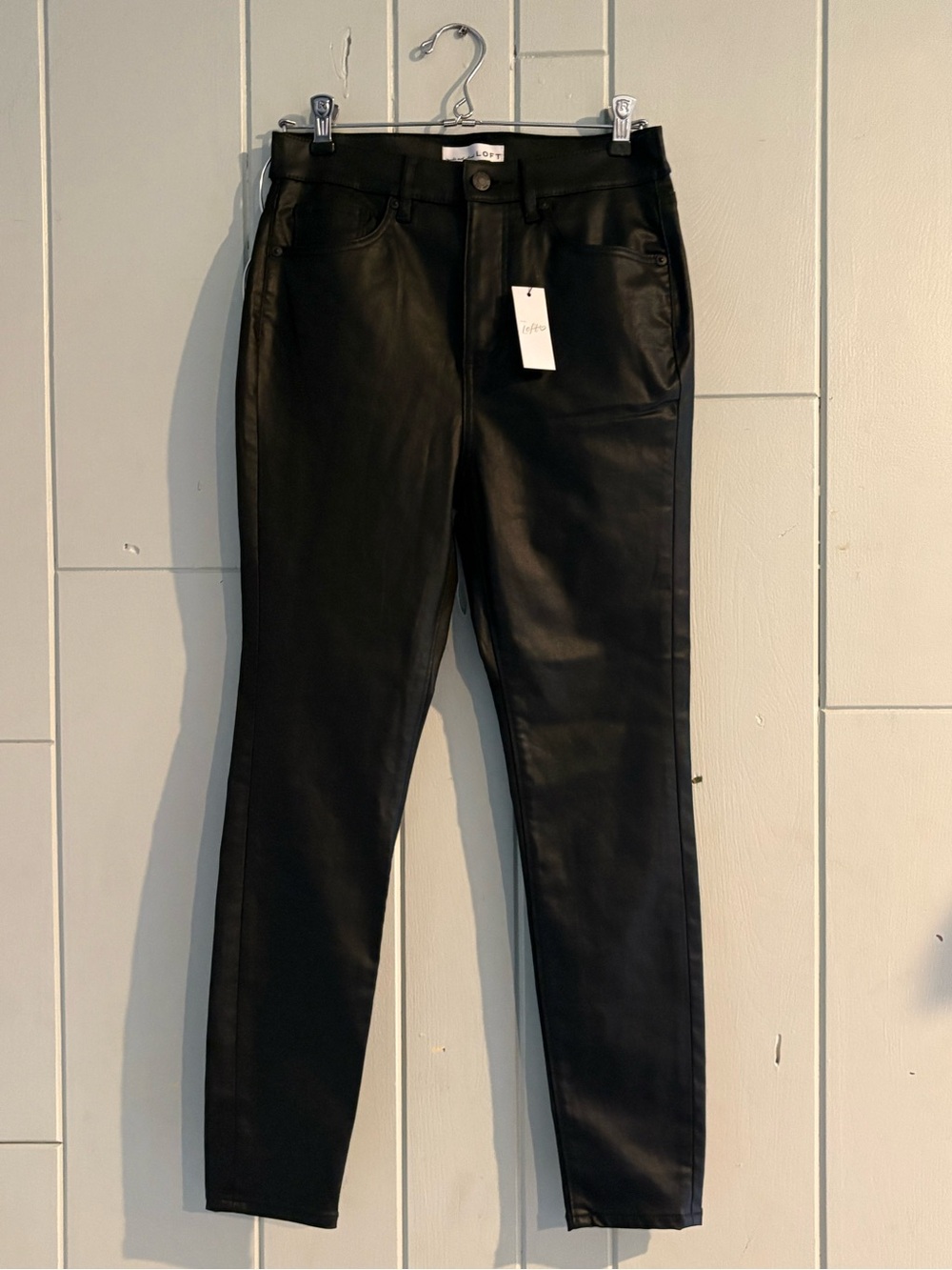 LOFT Black Faux Leather Skinny Pants